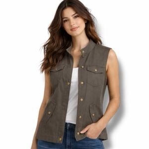 Kiodoro Women’s Utility Vest in Slate Gray Size M | Lightweight Casual Outerwear